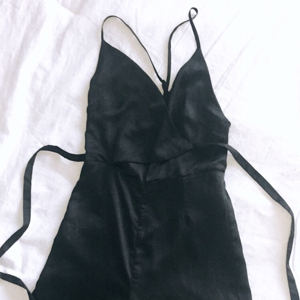 Nw/oT Black Open Back Wide Leg Jumpsuit